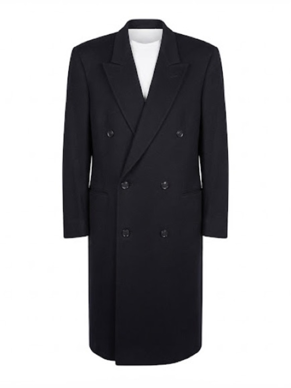 Men's Double-Breasted Long Black Coat